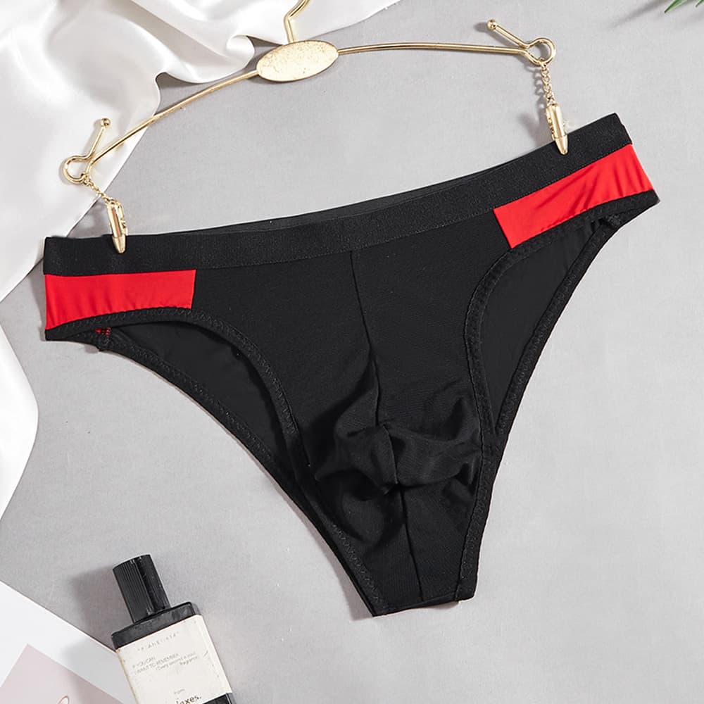 Sexy Men's Black Thong Transparent Temptation U-Shaped Pouch Breathable Mesh Sexy Trendy Briefs