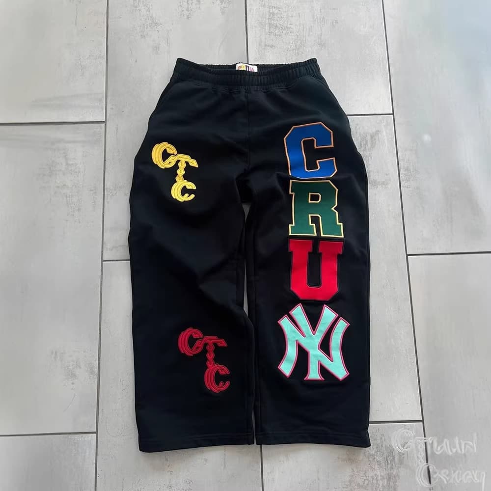 2026 European and American high street trend pants high street ins trendy brand men and women loose casual straight American printed pants