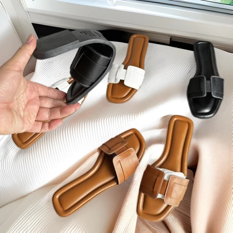 Slippers 2026 New Style European and American Cross-border Flat Slippers Fairy Style Open-Toe Sandals One-Strap Slides Export Plus Size Women's Shoes