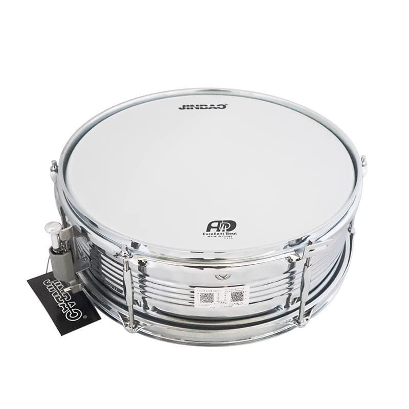 Jinbao JBS1059 14-inch Snare Drum Stainless Steel Instrument for School Young Pioneers Marching Band Drum with Backpack