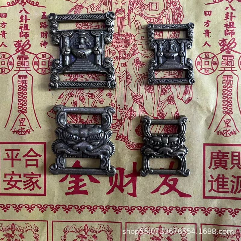 Ethnic Scripture Clasp Stall Specialty Beast Face Wealth Clasp DIY Thokcha Decor Clasp Metal Tibetan Wealth