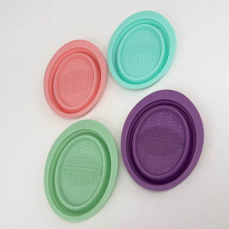 Beauty Egg Wash Box Brush Cleaning Artifact Portable Makeup Brush Silicone Cleaning Bowl Powder Puff Board Washing Pad