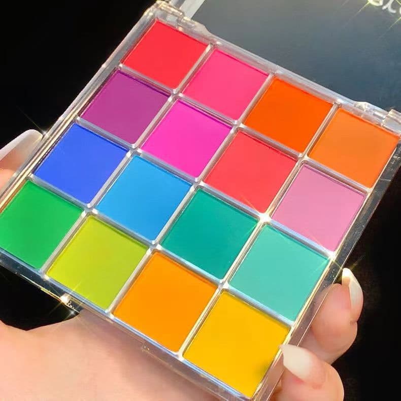 16-Color Eyeshadow Palette Flower Fairy Palette Stage Makeup Creative Makeup Shimmer Matte European American Style Blue Colorful