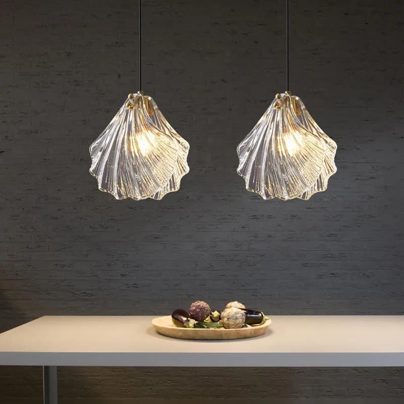 Luxury Bedroom Headboard Small Chandelier Shell Glass Single Head Pendant Lamp Modern Individual Window Display Bar Light