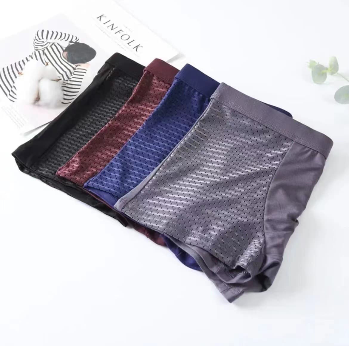 Men's Boxer Briefs Ice Silk Mesh Breathable Comfortable High Elastic Thin Boxers Cross-border Hot Seller