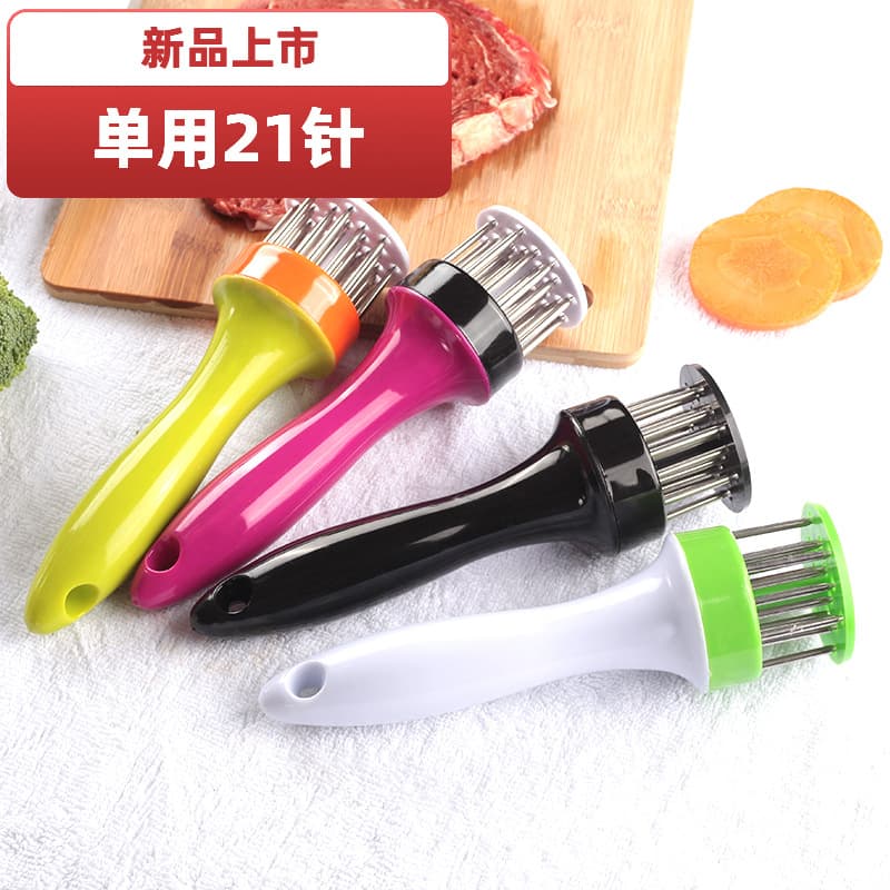 Stainless Steel Steak Hammer Meat Tenderizer Needle Household Tenderizer Piercing and Tendon Breaker Pounding Hammer with Meat Clip Wholesale