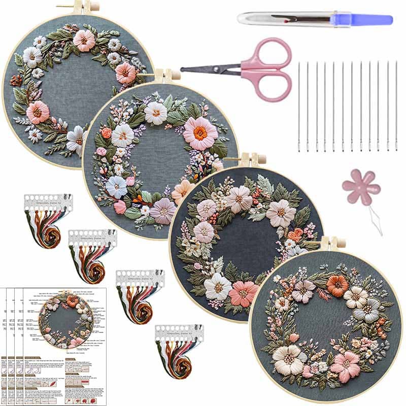 Cross-border New Wreath Handmade Embroidery DIY Kit Fabric Set, European Freehand Embroidery Amazon Export