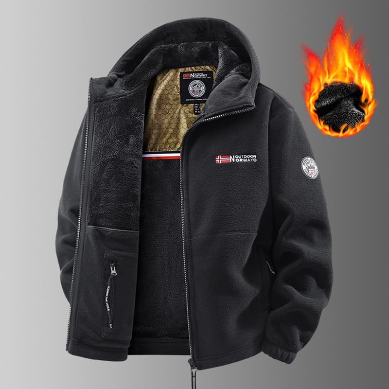 New Men's Fall/Winter Hooded Norwegian Fleece Jacket, Outdoor Couples Thickened Warm Coat