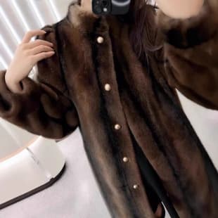 Mink Coat Haining Imported Women's Real Mink Full Mink Female Mink Purple Label Mid-Length Fur Coat Young Style