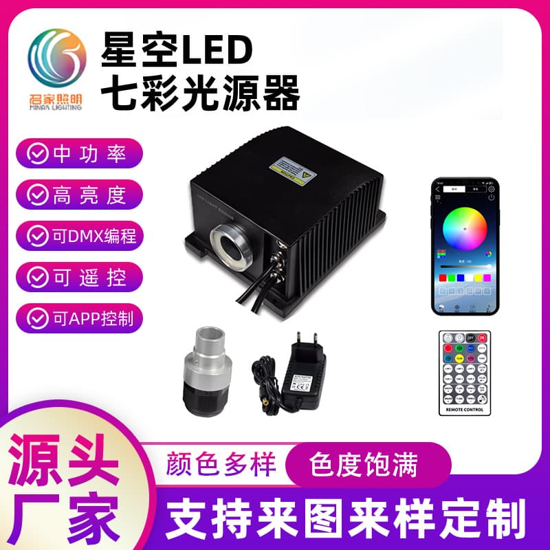 20W LED fiber optic light source, meteor camera, six-color programmable ceiling and car ambient light, meteor/starry sky effect.