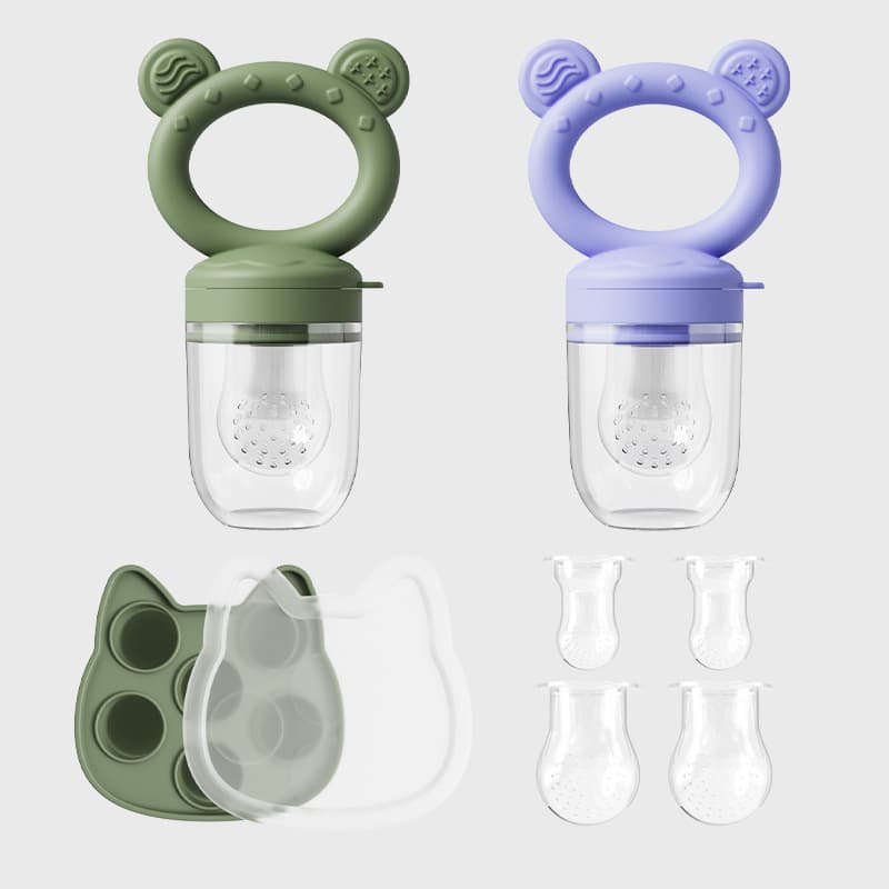 Baby Food Grade Silicone Fruit Vegetable Chew Chew Tool Set Baby Food Feeder Teether Slow Flow Pacifier Standard round Hole