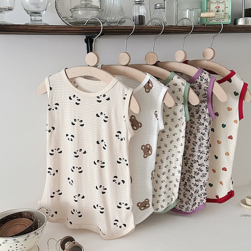 Baby Bamboo Fiber Summer Sleep Robe Thin Sleep Bag Children's Sleepwear Girls' Sleep Dress Boys' Vest Sleep Robe Cute Cartoon Print