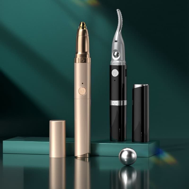 Electric Heated Eyelash Curler and Hair Removal Device Two-in-One Ladies Eyebrow Trimmer and Shaver Instrument Heat Up Lash Curler