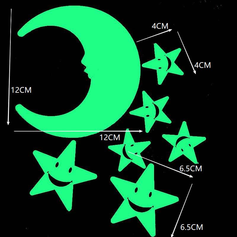 Star and Moon Glow-in-the-Dark Wall Stickers for Cross-border Amazon Cartoon Hollowed-out Star Fluorescent Animal Universe Luminous Stickers