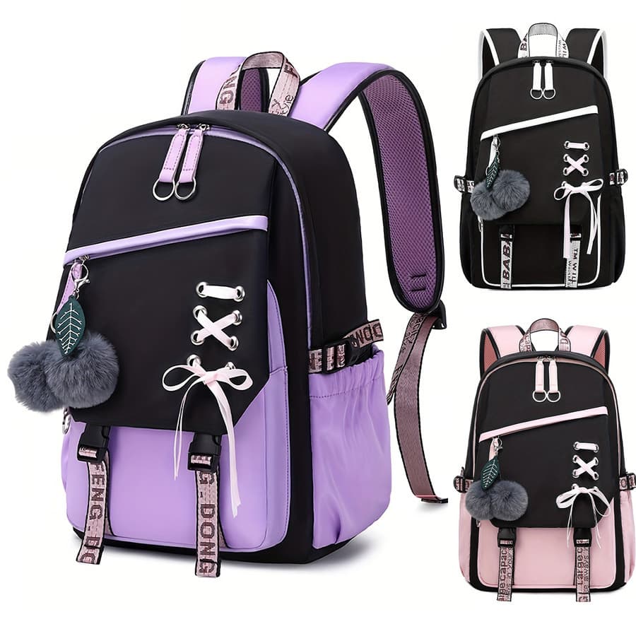 Ready Stock Cross-border New Primary/Middle School Student Backpack Girls Cute Sweet Backpack Fashion Trend Wholesale Factory