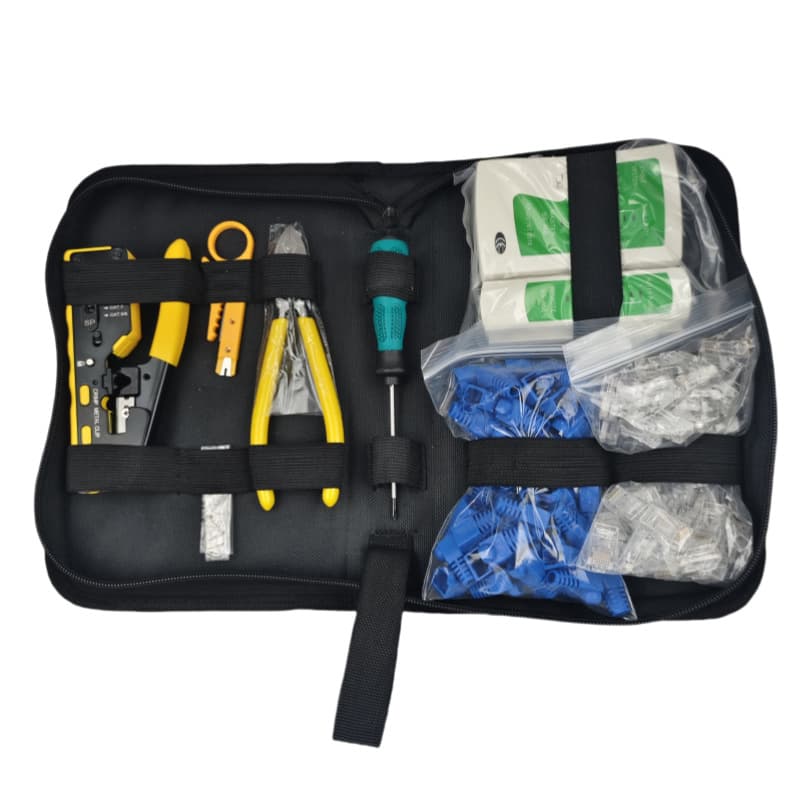 Telecom Combination Tool Kit, 7-Type Through-Hole Dovetail RJ45 Network Crimping Tool, Multi-Functional Precision Electronics