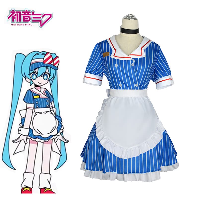 Sound Hypnotist Cosplay Suit Hypnotism MV Accent Cosplay Anime Maid Outfit Full Set with Hat Miku