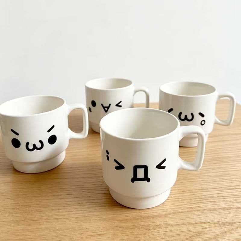 Ancient Kaomoji mug stacking cup cartoon cute coffee milk cup student best friend girlfriend gift