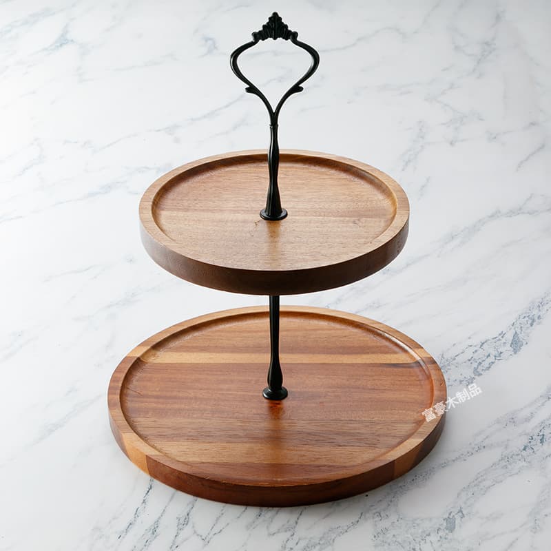 2/3 layer acacia wood cake display stand, snack double layer display, high-looking fruit dessert decoration wooden tray