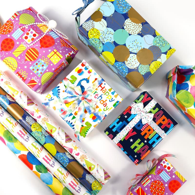 Cartoon Happy Birthday Roll Gift Wrapping Paper Amazon Set Balloon Gift Pattern Wholesale Set