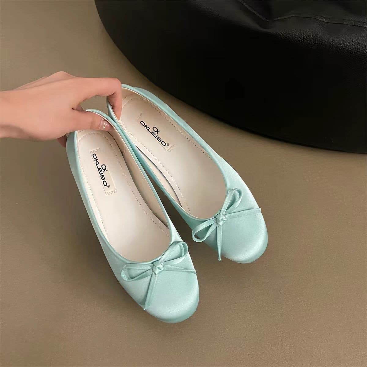 Blue Ballet Flats Women's 2026 Summer New Arrival Bow Round Toe Flat Shoes