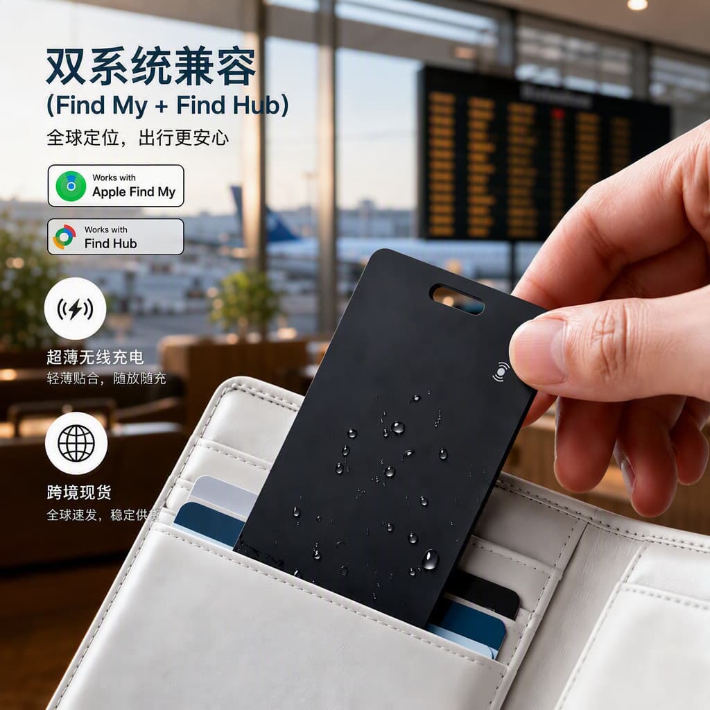 Ultra-thin Waterproof Wireless Charging Anti-Loss Tracker Dual System Find Fub IOS Tracker Google Long Battery Life