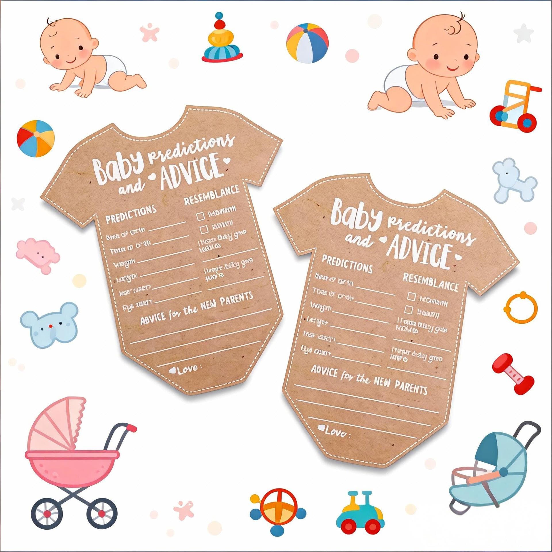 Cross-Border Shower Prediction and Advice Card Gender Reveal Party Decor Onesie Kraft Paper Baby Pred