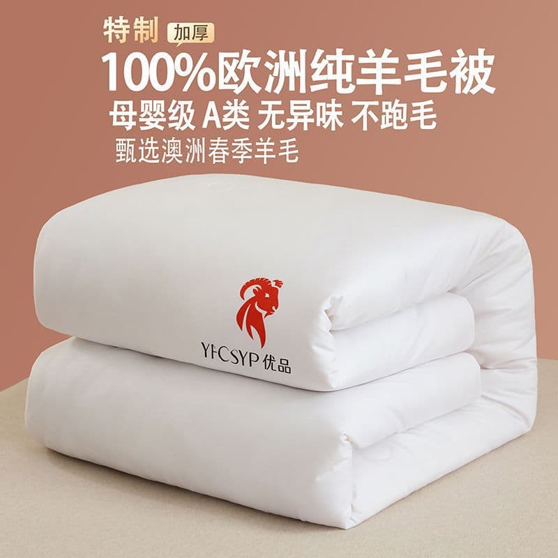 Australian Imported Wool Quilt, Pure Wool Winter Quilt Thickened Warm Spring/Autumn Duvet Inner Double Cashmere Duvet Inner