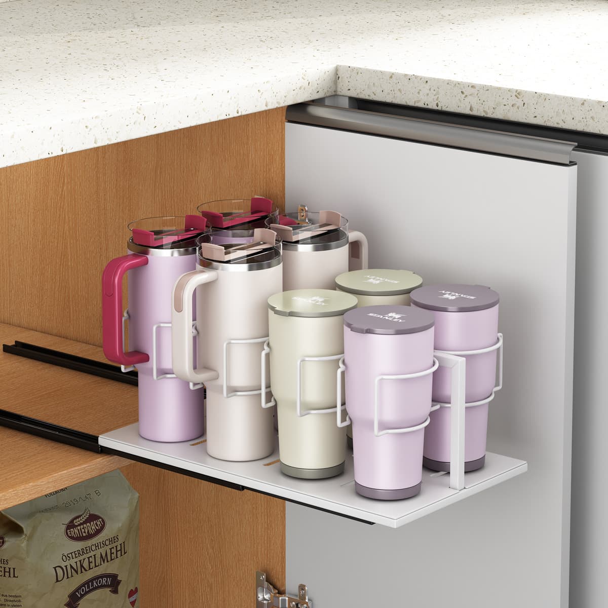 Amazon New Stanley Cup Holder Pull-Out Storage Rack for Kitchen Cabinet Stanley Cup Storage Accessory