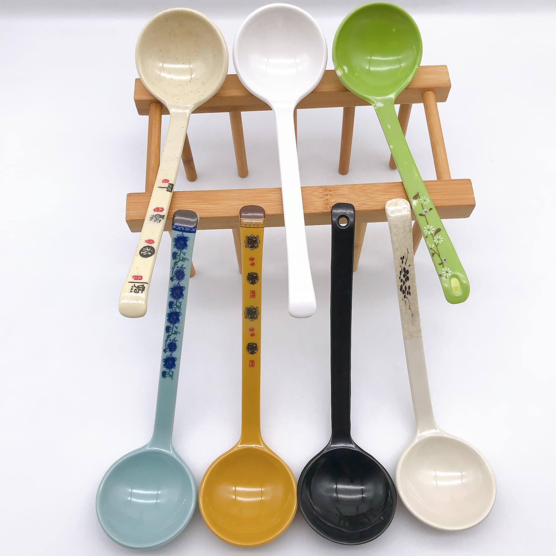 Tortoiseshell Spoon Imitation Porcelain Plastic Spoon Long Handle Commercial Rice Noodle Spicy Hot Pot Restaurant Soup Spoon Japanese Melamine Tableware