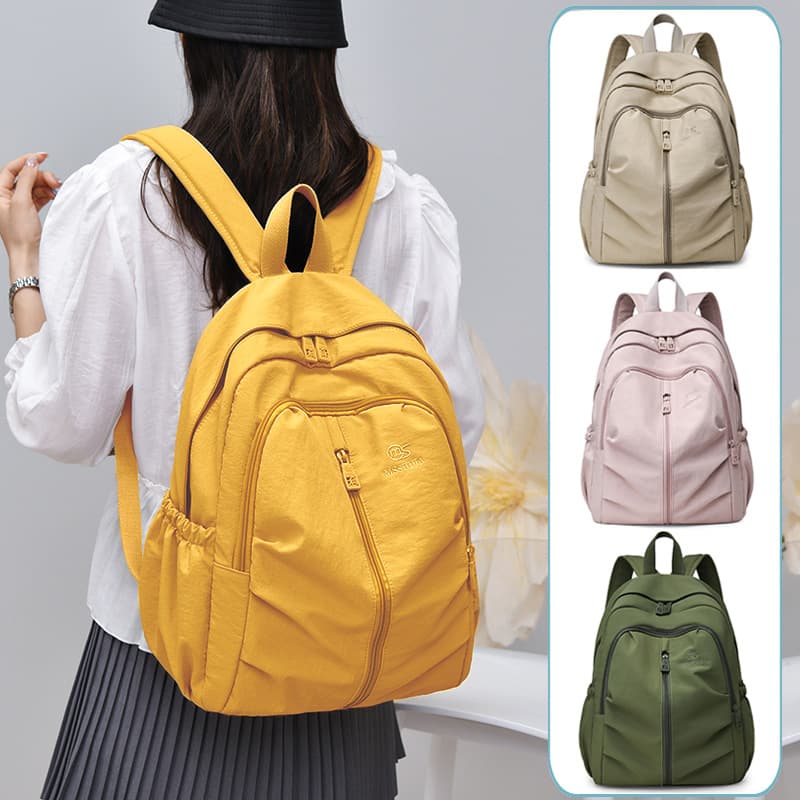 Masha Family New Korean Fashion Double Shoulder Bag for Women, Lightweight Large Capacity Nylon Fabric Backpack for Travel and Commute