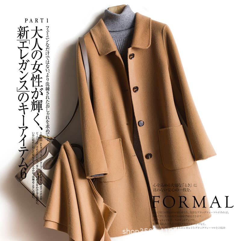 2022 New Double-Sided Wool Coat Women's Mid-Length Double-Sided Wool Coat Loose Wool Thickened Coat