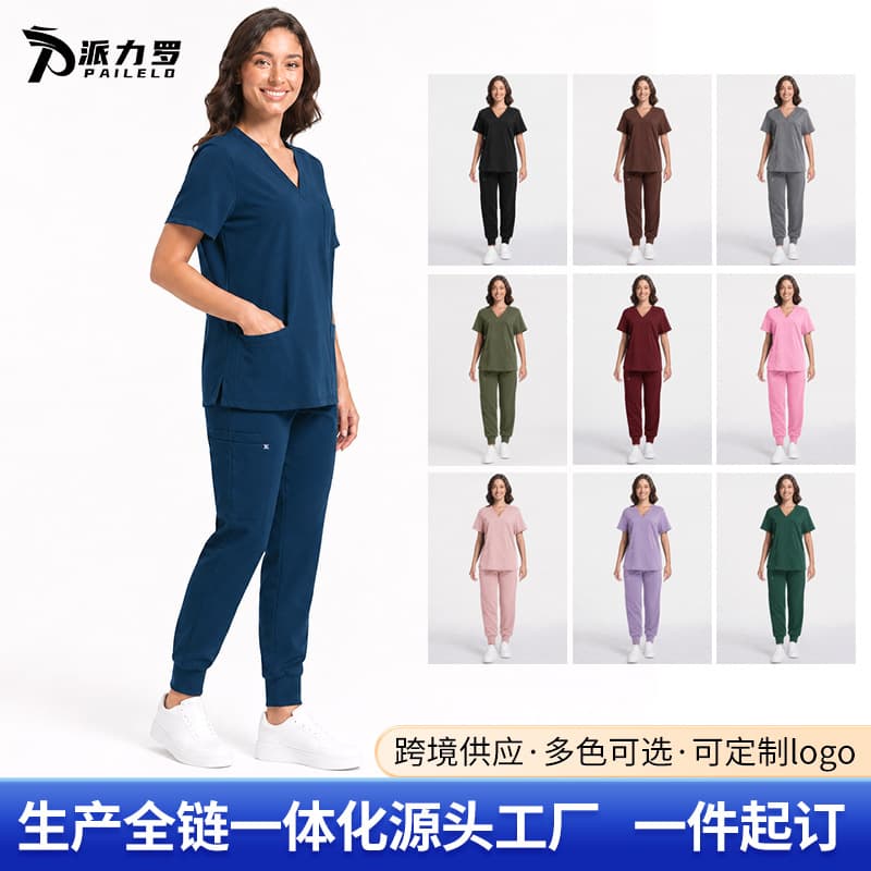 Hand-washing clothes, quick-drying elastic short-sleeved surgical clothes, men's and women's uniforms, doctor's dental beauty salon nurse's work clothes wholesale