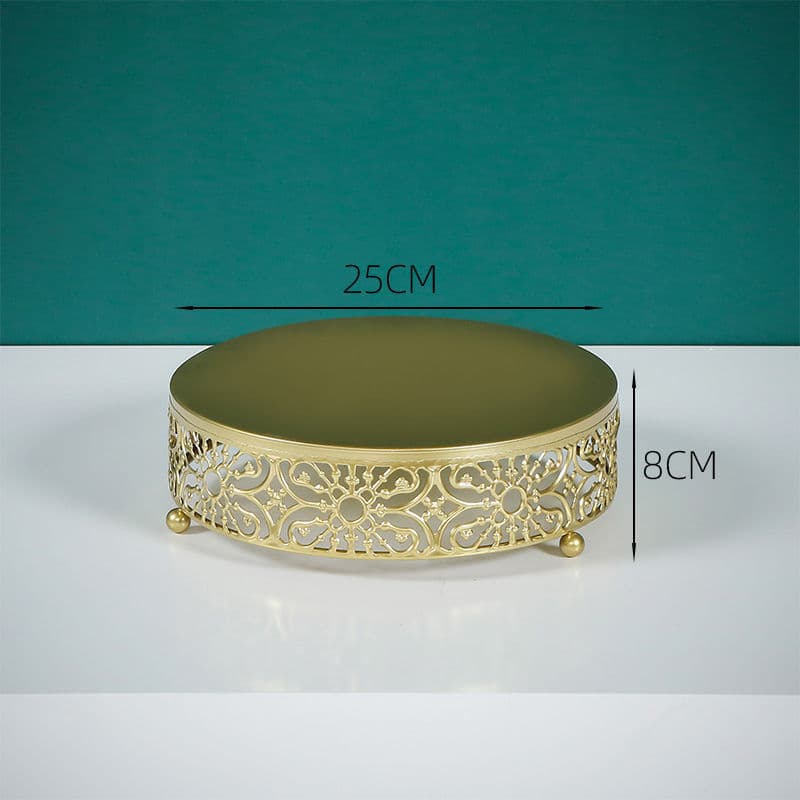 Gold Wedding Dessert Table Decoration European-Style Cake Stand Lace Plate Iron Pastry Tray