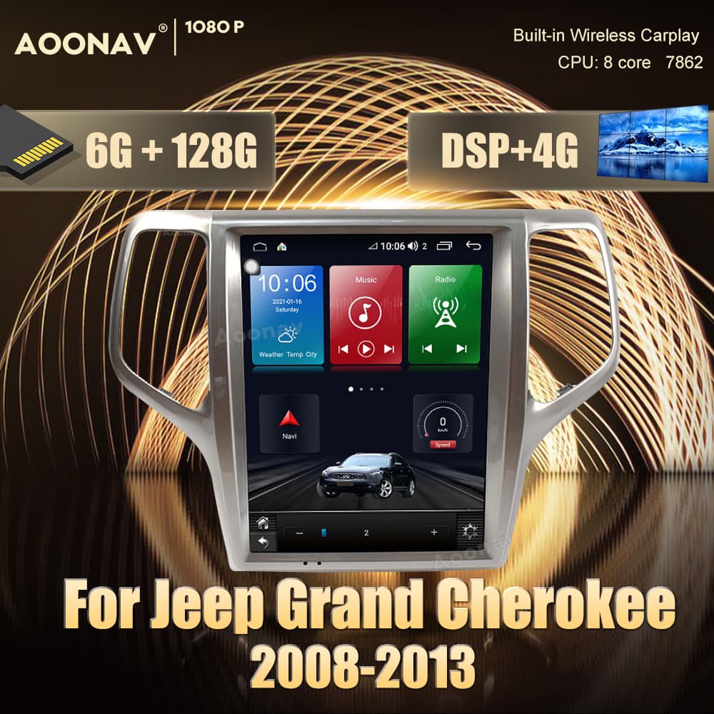 Car GPS Navigation Stereo Player for Jeep Grand Cherokee 2008-2013