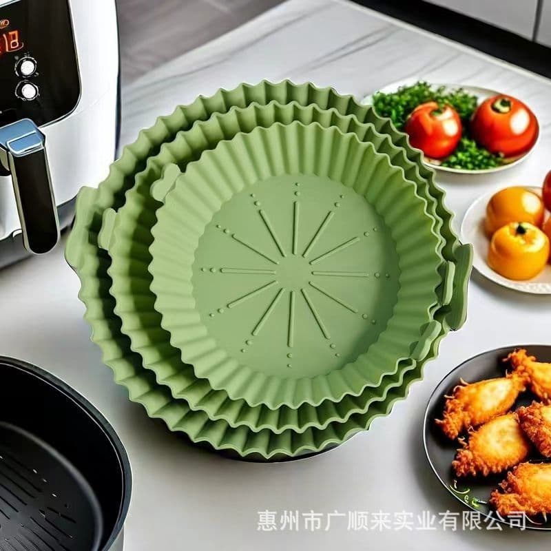 Wholesale Round Air Fryer Food Grade High Temperature Resistant Silicone Baking Pan Household Mold Thickened Dinner Plate Baking