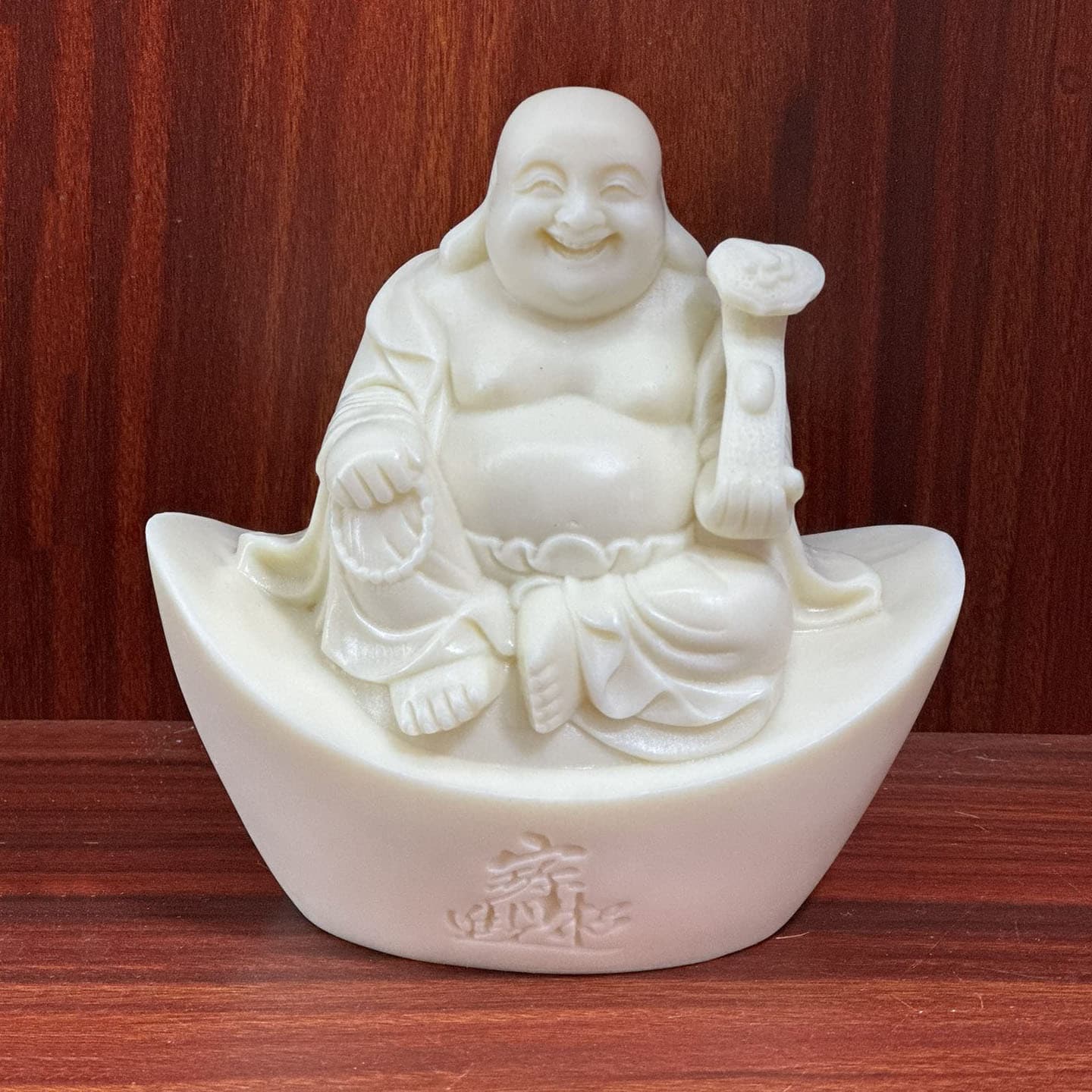 Ivory Nut Carved Big Belly Yuanbao Maitreya Buddha 11*11*7.5cm Home Living Room Office Craft Ornament