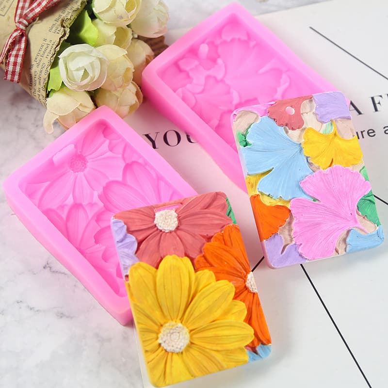 2 Listing Mold Aromatherapy Gypsum Daisy Chrysanthemum Ginkgo Leaf DIY Enlargement Stone Fragrance Wax Brand Silicone Mold