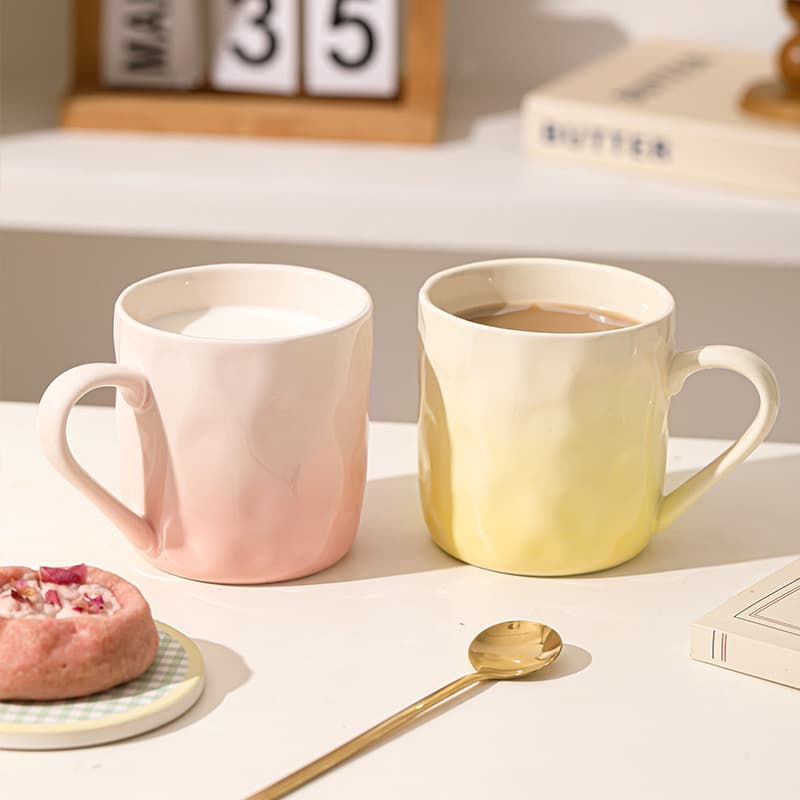 High-Aesthetic Gradient Mug, Ceramic Cup for Women, Designer Water Cup, Couple Breakfast Mug, Coffee Cup