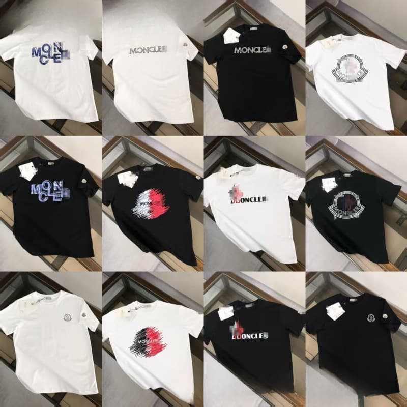 High Version New Mon Emblem Full Print cler Velcro Short Sleeve Men's T-Shirt Top Couple Outfit White In Stock