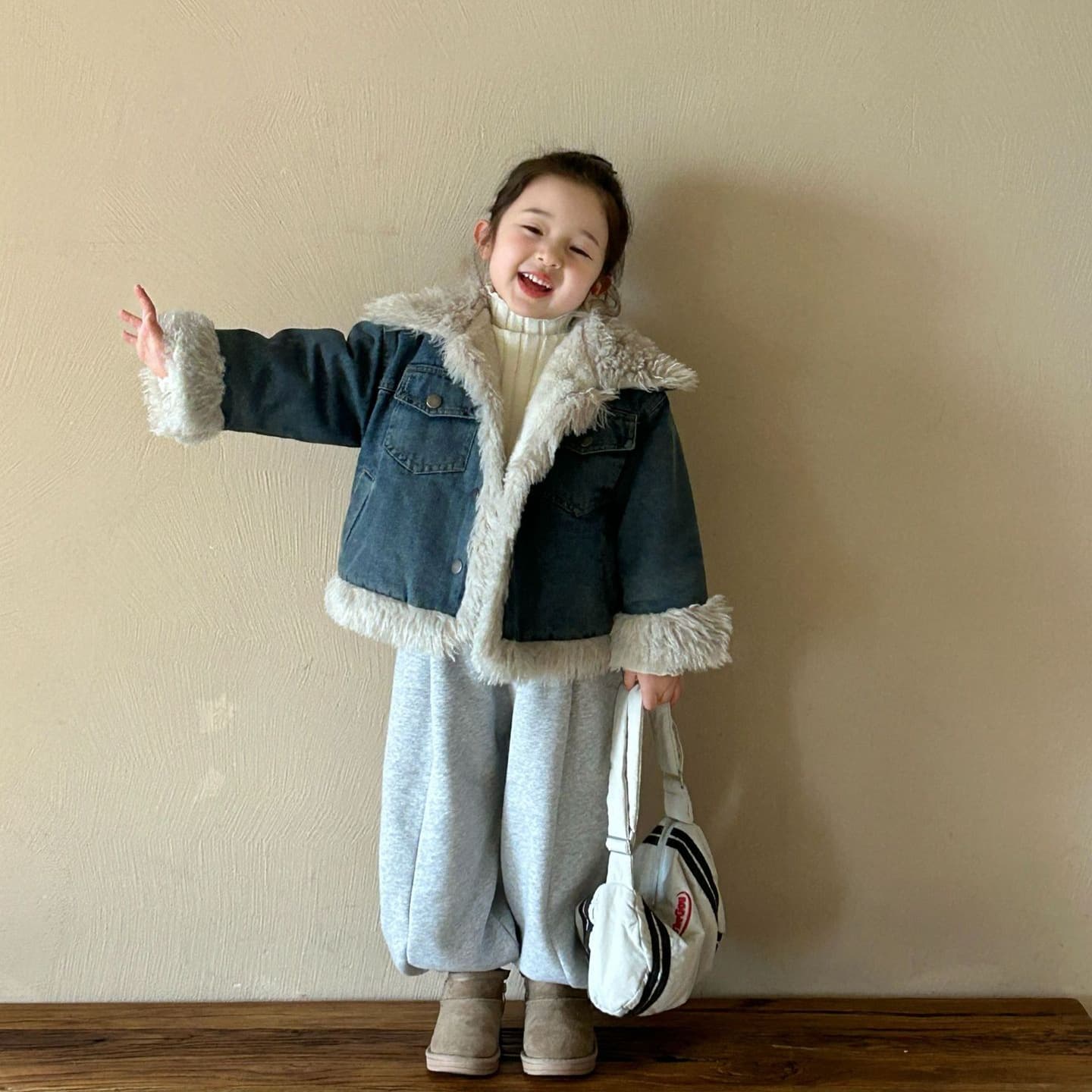 Kids' Outerwear 2024 Winter New Arrival Children's Wear Korean-style Girls' Lambswool Fleece-Lined Thick Fashionable Denim Jacket