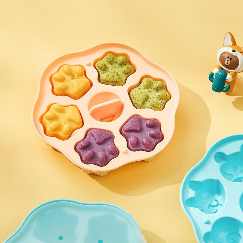 High Temperature Resistant Baby Food Silicone Cat Paw Steamed Cake Mold Food Grade Rice Cake Mold Jelly Cake