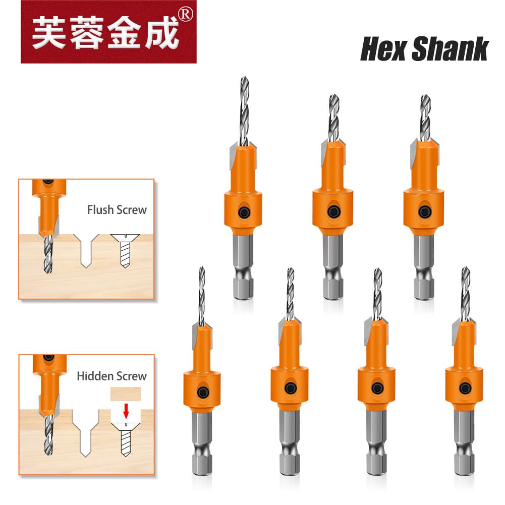 Hex handle woodworking drill bits, countersink drills, hidden screw hole drills, double-edged counterbore drills, high-speed steel woodworking drills