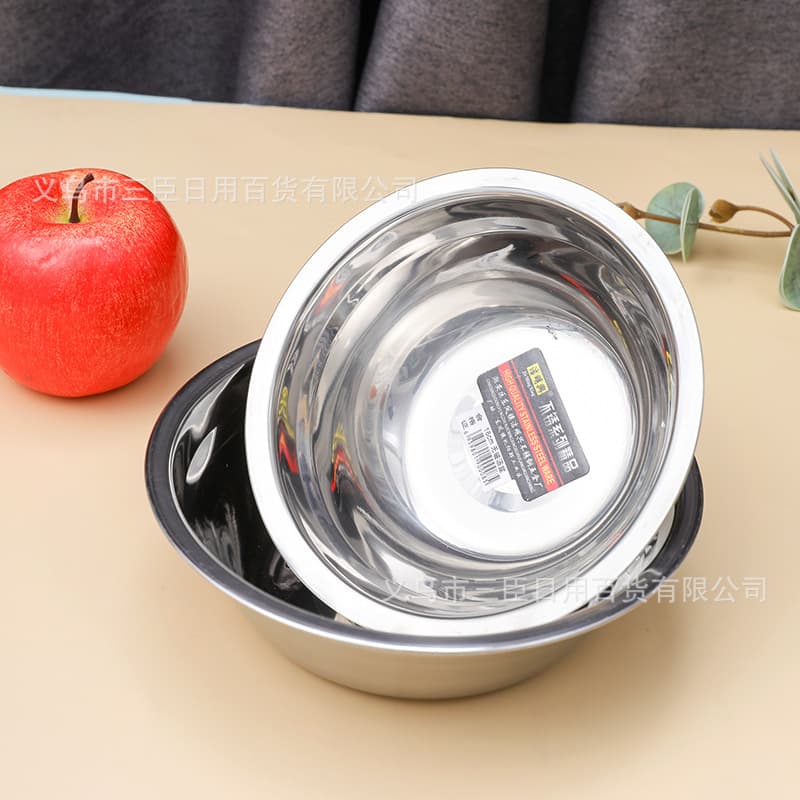 Wholesale 0.5mm thick Jiemingxing non-magnetic stainless steel soup basin, 14-20cm multi-spec home stainless steel bowl.