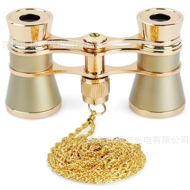 3X25 Vintage Opera Glasses with Chain Metal Optical High-Definition Binoculars for Watching Sports Concerts