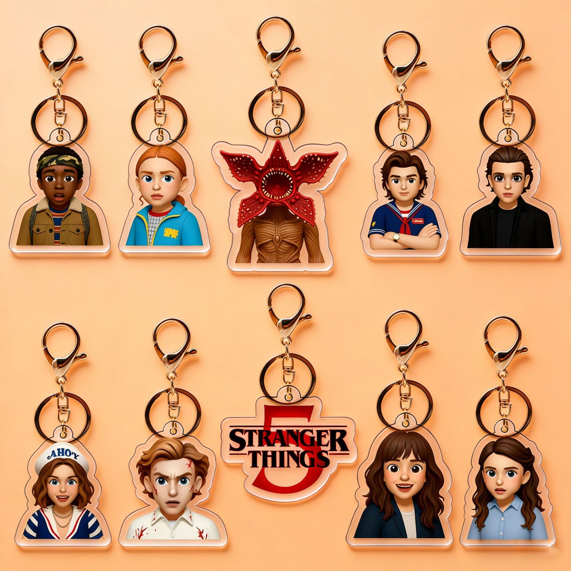 New Cross-Border Product Stranger Things Acrylic Keychain Anime Star Merchandise Pendant