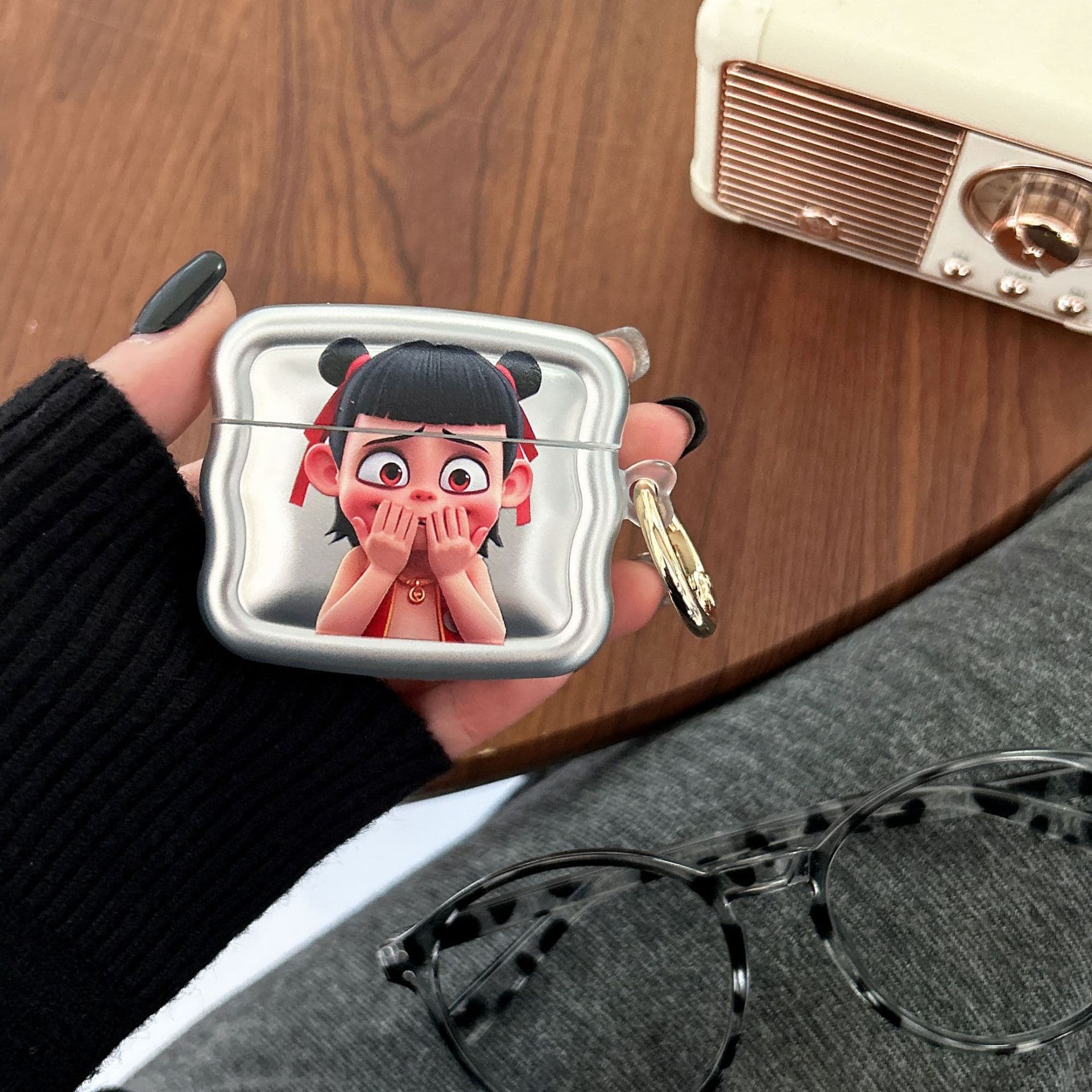 Cute Nezha suitable for AirPods pro2 Apple Bluetooth wireless headphone set 1/2/3 generation cartoon headphone case