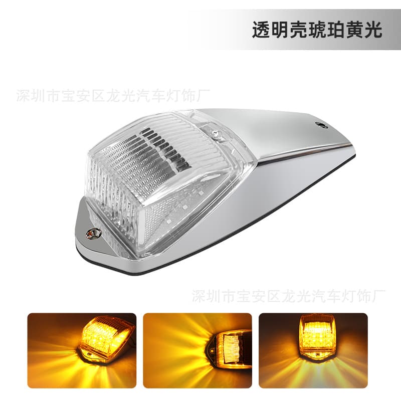 17LED Truck Side Marker Light, Amber Chrome Cab Roof Light for Trucks
