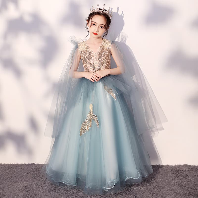 Girls dress, princess dress, fluffy gauze, fashionable child model, host catwalk, piano performance, flower girl dress, summer