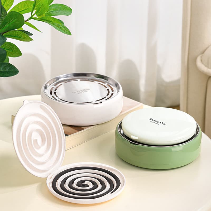 Creative incense coil tray with separator and presser, covered incense coil burner, outdoor camping incense coil holder